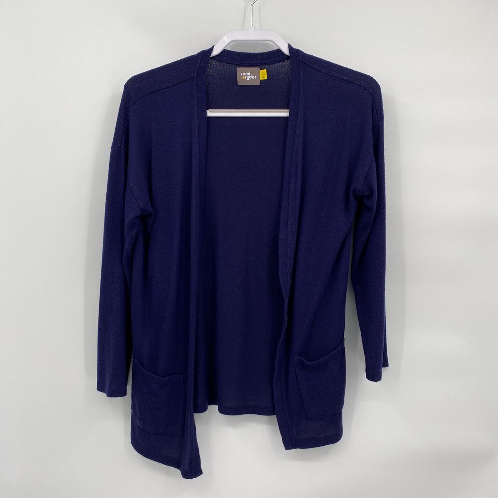 Rumi + Ryder Open Front Long Sleeve Knit Cardigan Blue Size Large 12-14